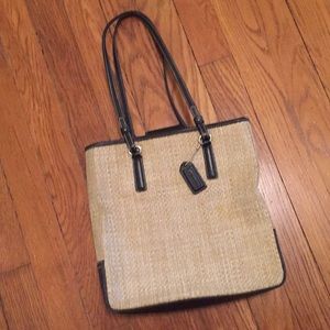 Coach Basket weave and Black Leather Purse EUC